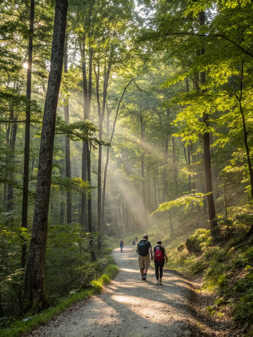 A well-maintained hiking trail in a lush forest in Enchanet, France, illustrating the trail maintenance activities of ASSOCIATION FESTIQUAD D ENCHANET.